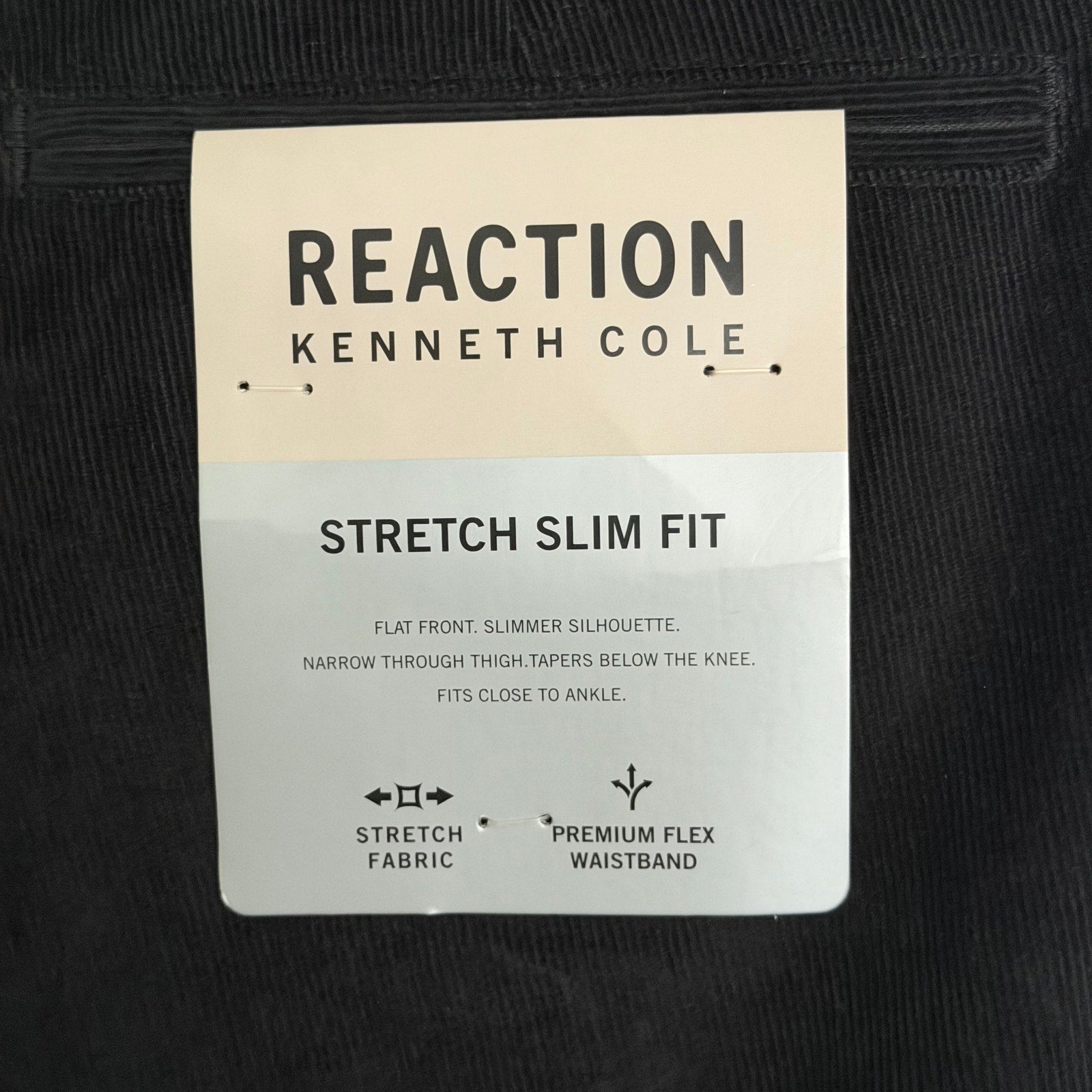 Kenneth Cole Reaction Men's 38"x30" Pants Slim Fit Stretch Corduroy Black