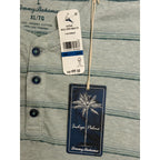 Tommy Bahama Henley Men's XL Short Sleeve "Soleil Stripe Henley" Overcast