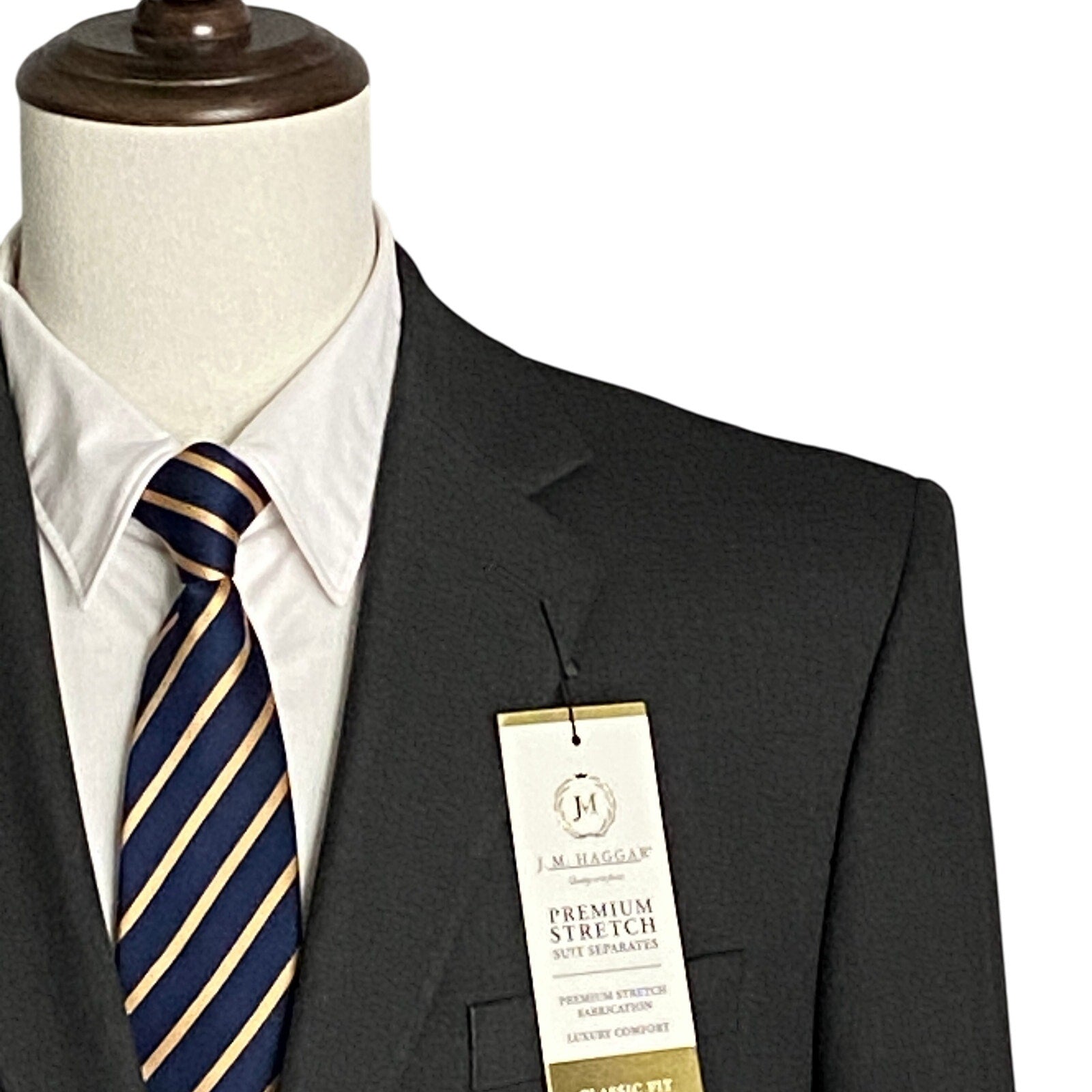 Haggar Suit Jacket Men's 46R Classic Fit Premium Stretch Charcoal