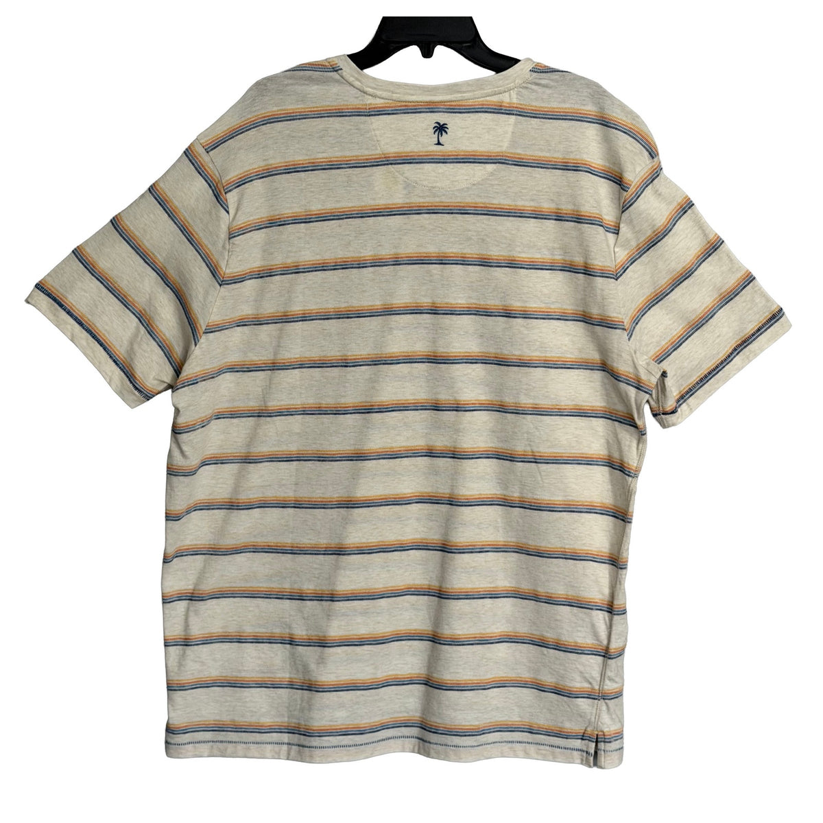 Tommy Bahama Henley Men's Medium Short Sleeve "Soleil Stripe Henley" Coconut