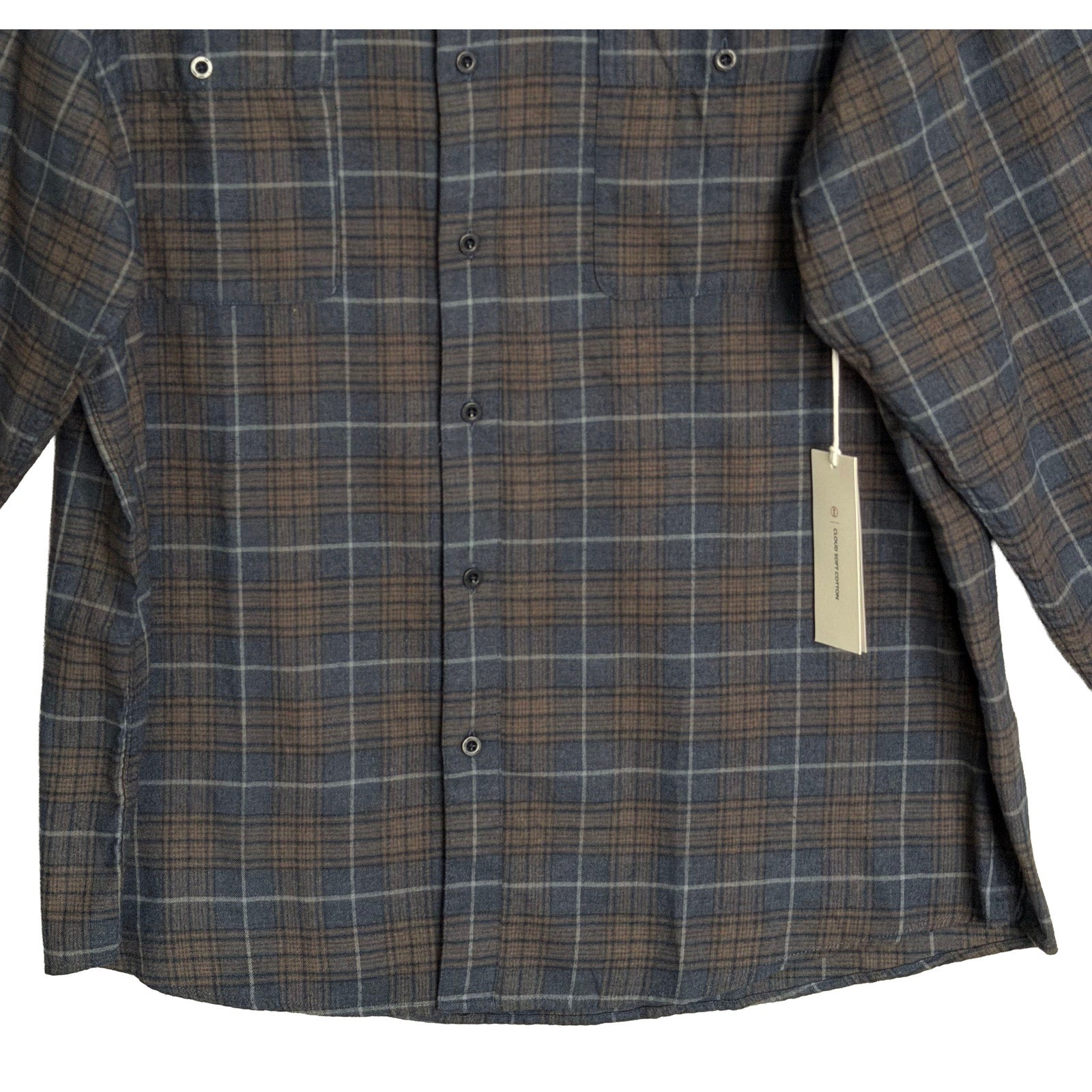 AG Los Angeles Wayne Long Sleeve Work Shirt Men's XXL Relaxed Fit Navy Plaid
