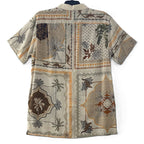 Murano Camp Shirt Men's XLT Big & Tall Bandana Print Linen Blend Egg Shell
