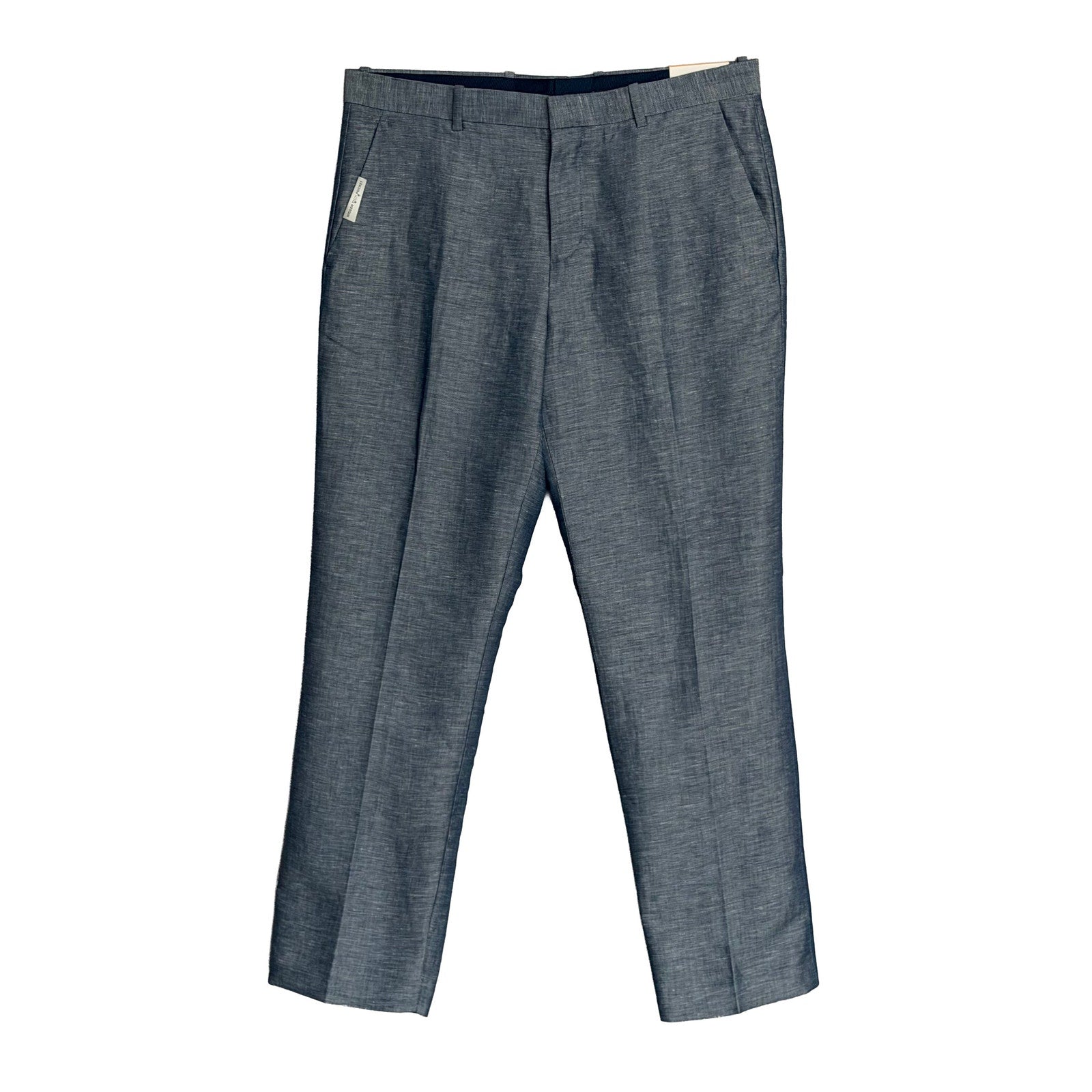 Perry Ellis Portfolio Pants Men's 33"x30" Modern Fit Linen Blend Blueprint