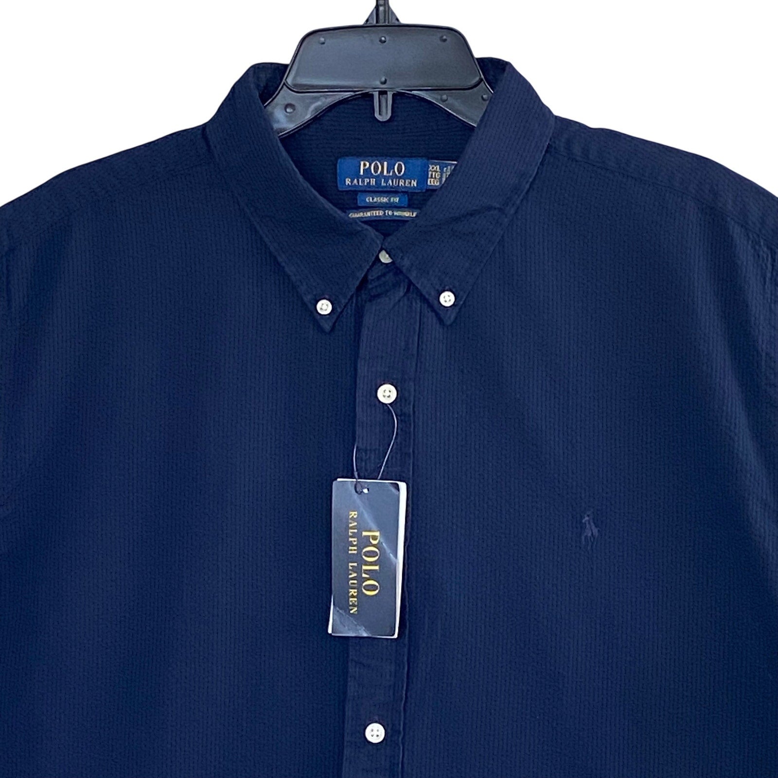 Polo Ralph Lauren Shirt Men's XXL Classic Fit Seersucker Shirt Blue