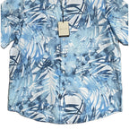 Bugatchi Shirt Men's Large Classic Fit Button-Up Short Sleeve Blue Floral