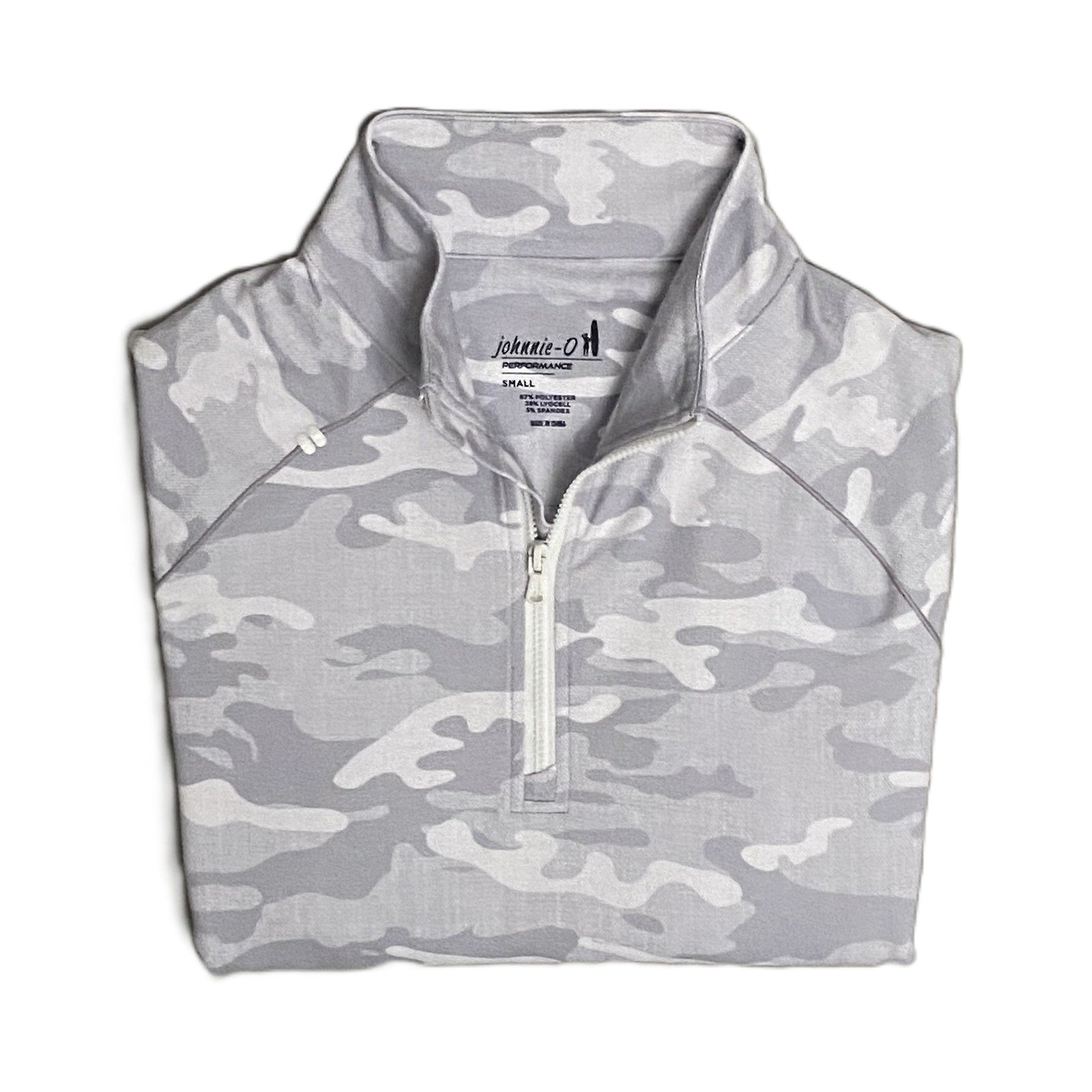 Johnnie-O 1/4 Zip Pullover Men's Small Lightweight Stretch Fabric Gray Camo