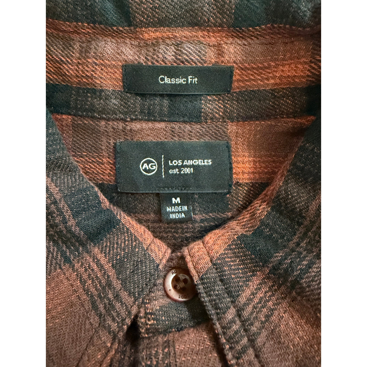 AG Los Angeles Shirt Men's Medium Classic Fit Mason Work Shirt Burgundy Plaid