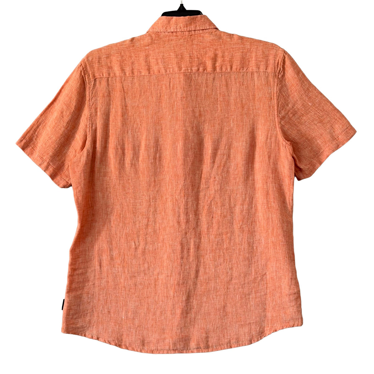 Michael Kors Linen Shirt Men's Large Slim Fit Short Slv Button-Down Orange