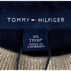 Tommy Hilfiger Sweater Men's XS Signature Crew Neck Embroidered Logo Beige
