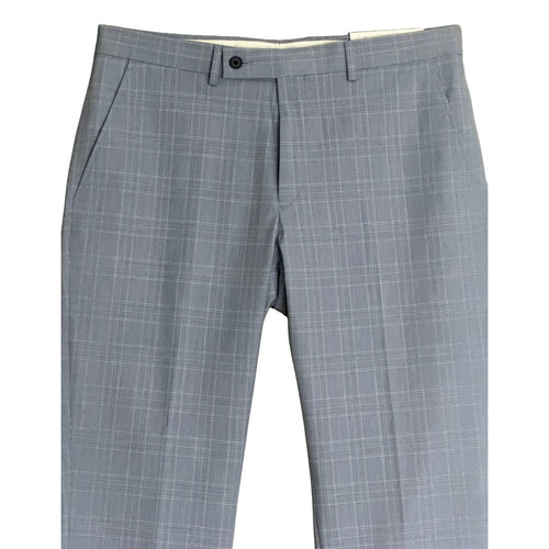 Calvin Klein Dress Pant Men's 34"x30" Slim Fit Flat Front Stretch Blue Plaid