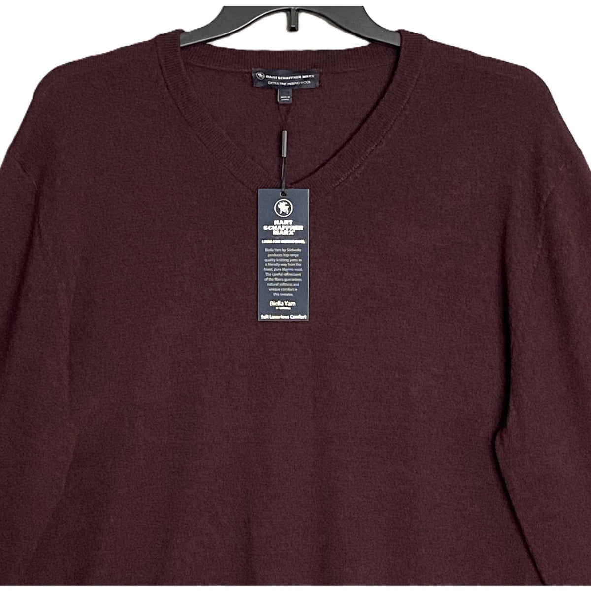 Hart Schaffner Marx Sweater Men's 3XB Big & Tall V-Neck Merino Wool Merlot NWT