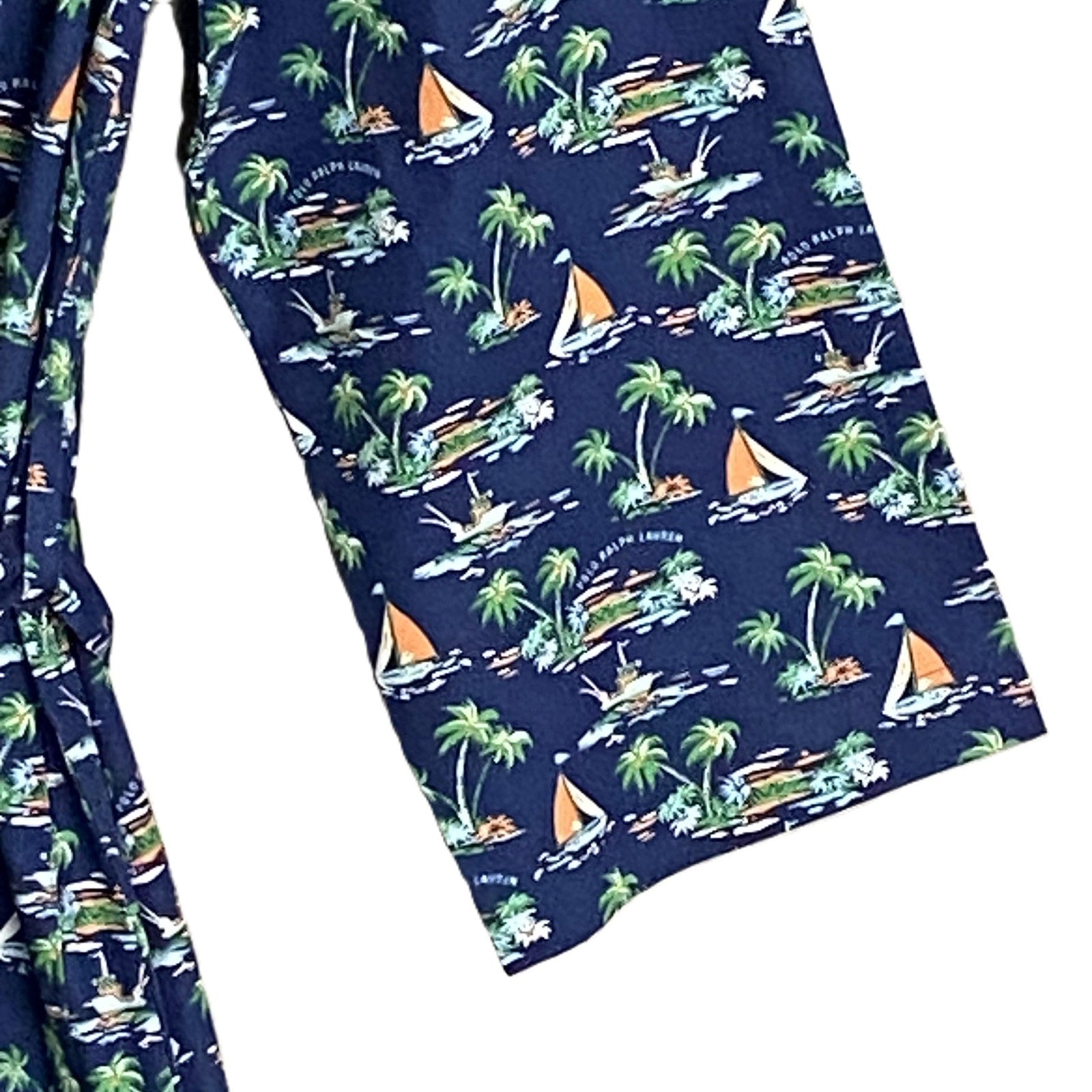 Polo Ralph Lauren Sleepwear Men's Cotton Robe Small/Medium Blue Tropical