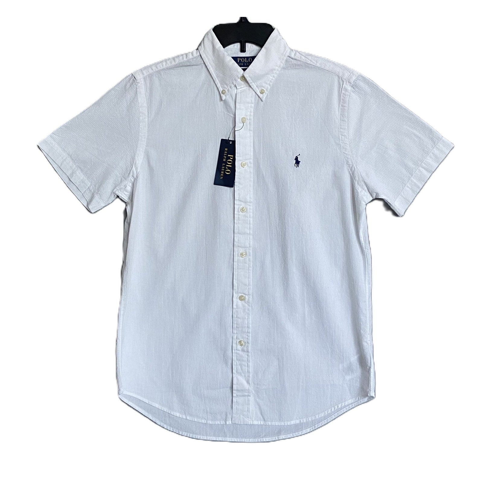 Polo Ralph Lauren Shirt White Seersucker Short Slv Classic Fit Men's Small