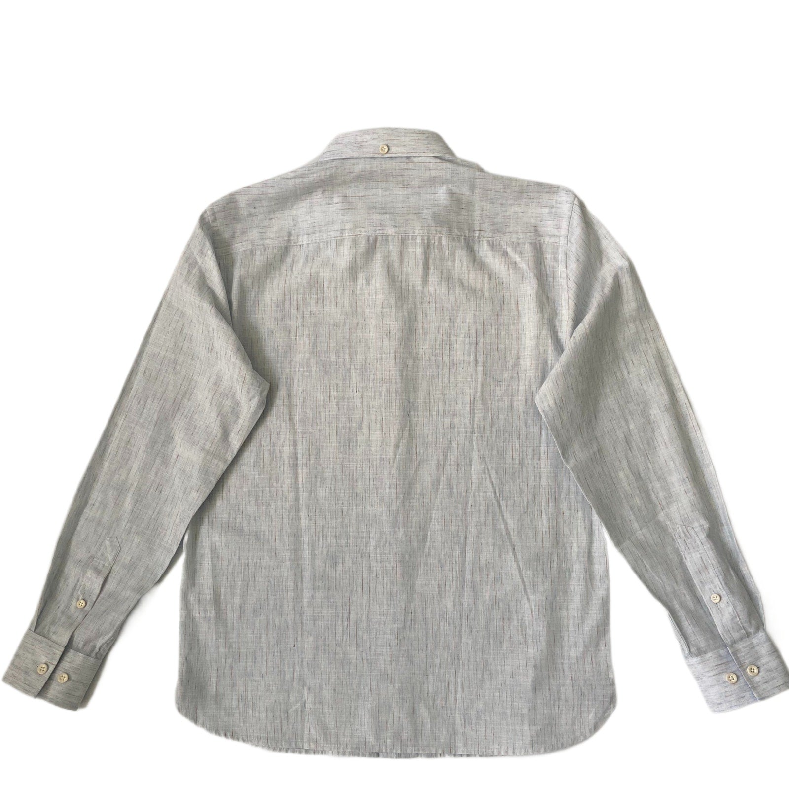 Johnston & Murphy Shirt Men's Small Button-Up Shirt Linen Blend Blue Stripes