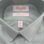 Roundtree & Yorke Shirt Men's 14.5 32 Slim Fit Cotton Poplin Green Check