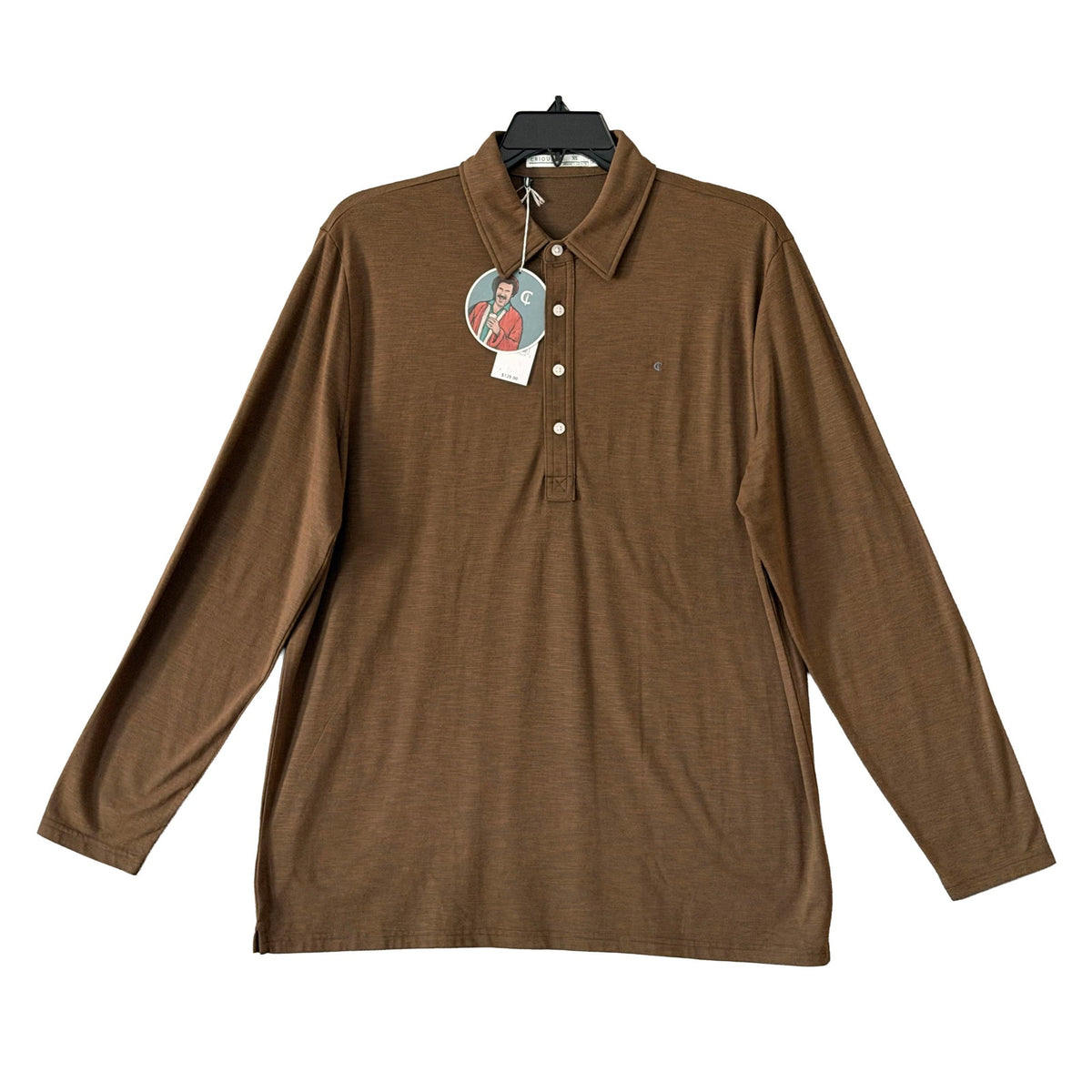 Criquet Polo Shirt Men's XL Long Sleeve Moisture Wicking Quick Dry Single Malt