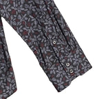 Quieti Button-Up Shirt Men's XXL Long Sleeve Stretch Cotton Black Red Floral