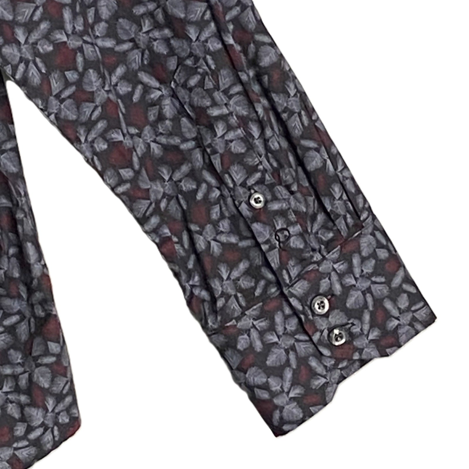 Quieti Button-Up Shirt Men's XXL Long Sleeve Stretch Cotton Black Red Floral