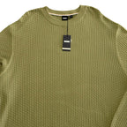 Boss H-Imberto Sweater Men's Long Sleeve Crew Neck Basket-Weave Medium Green