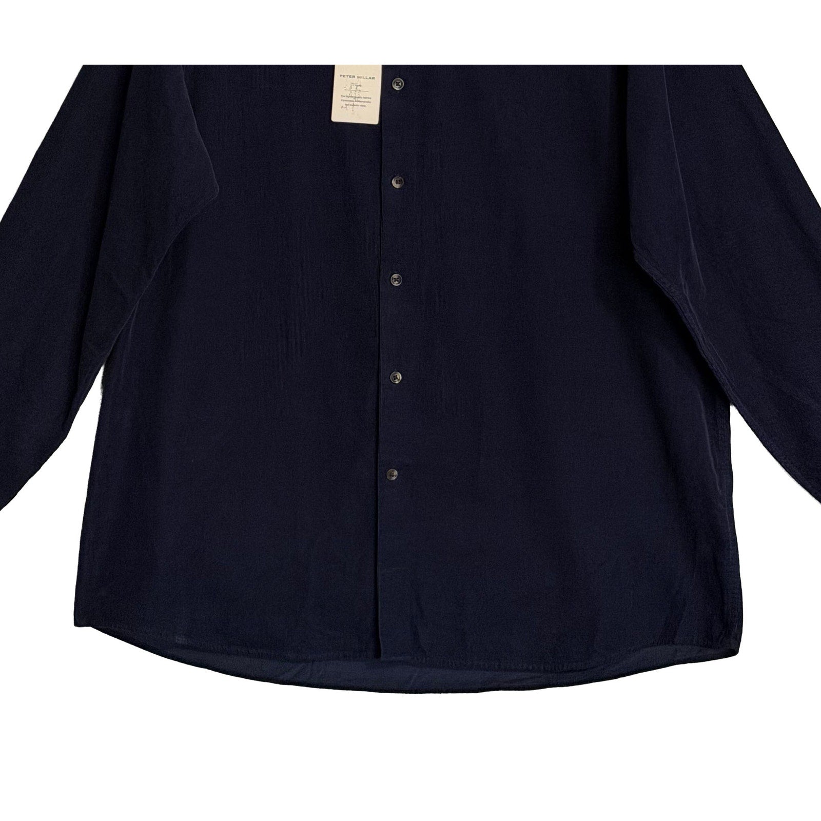 Peter Millar Cotton Cashmere Corduroy Sport Shirt Men's XL Navy Blue