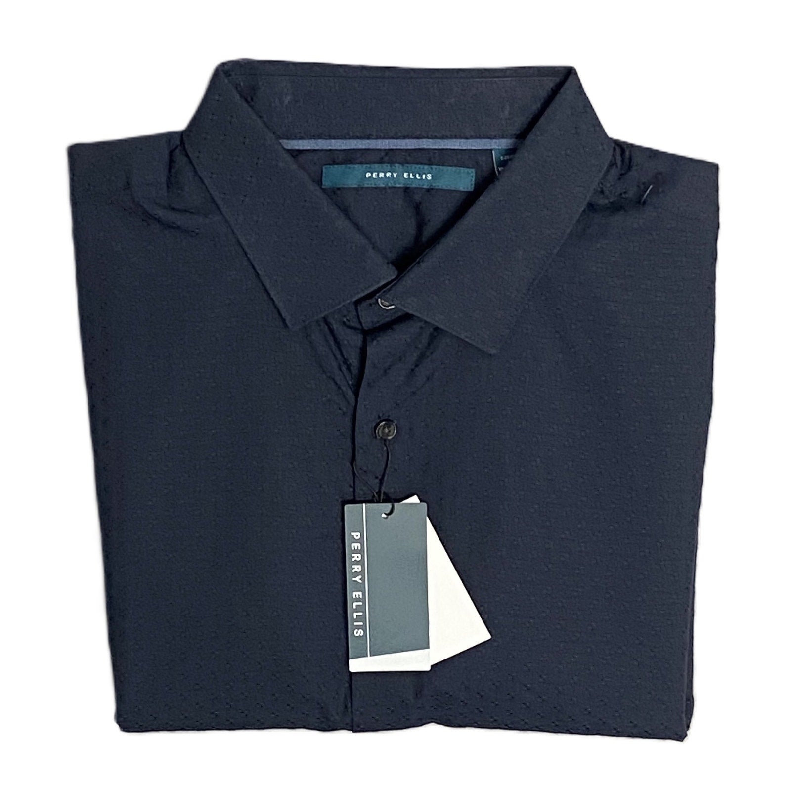 Perry Ellis Dress Shirt Men's XLT Big & Tall Cotton Long Sleeve Dk Sapphire