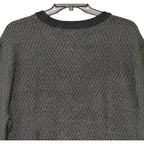 Perry Ellis Sweater Men's 2X Big & Tall Yarn Herringbone Crew Neck Black