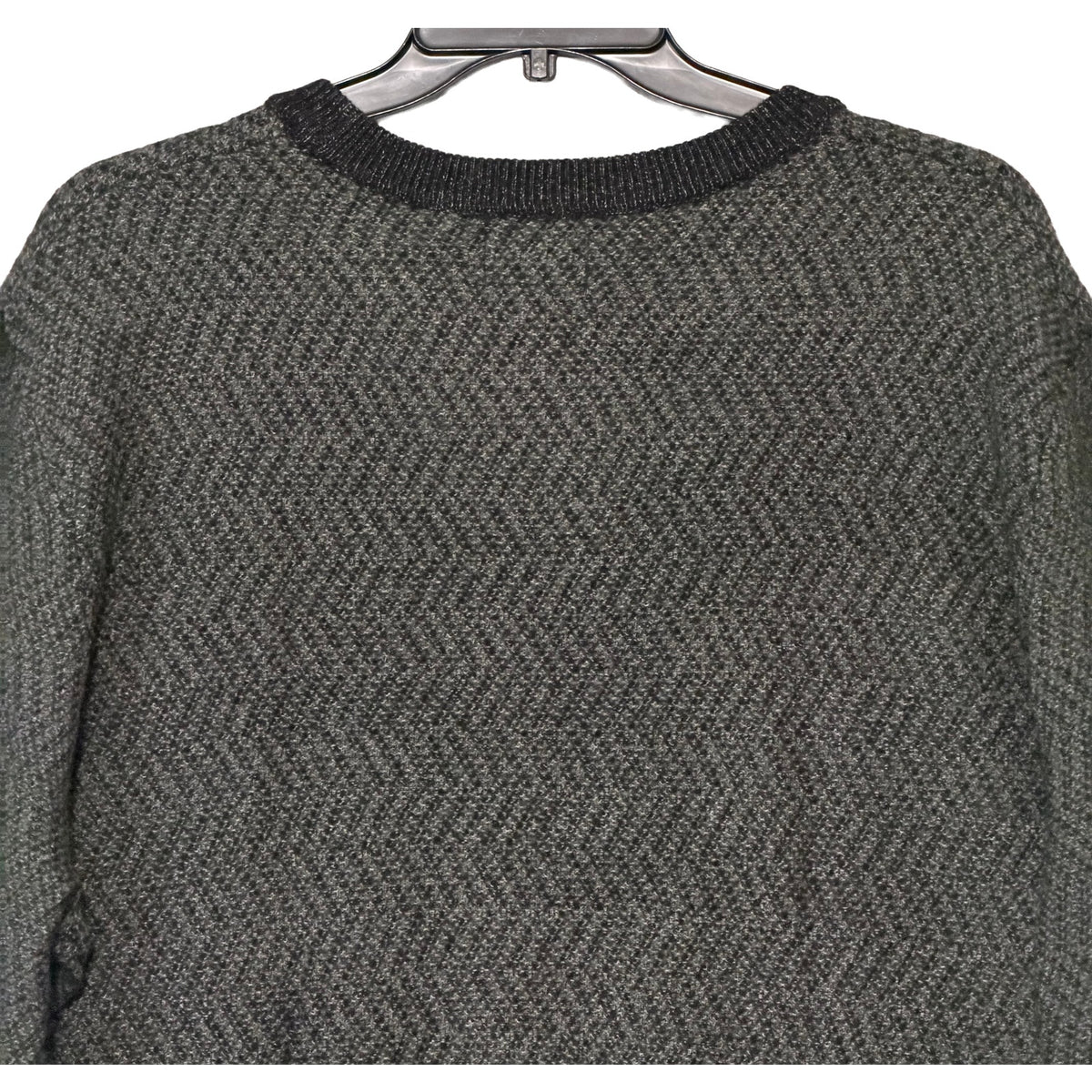Perry Ellis Sweater Men's 2X Big & Tall Yarn Herringbone Crew Neck Black