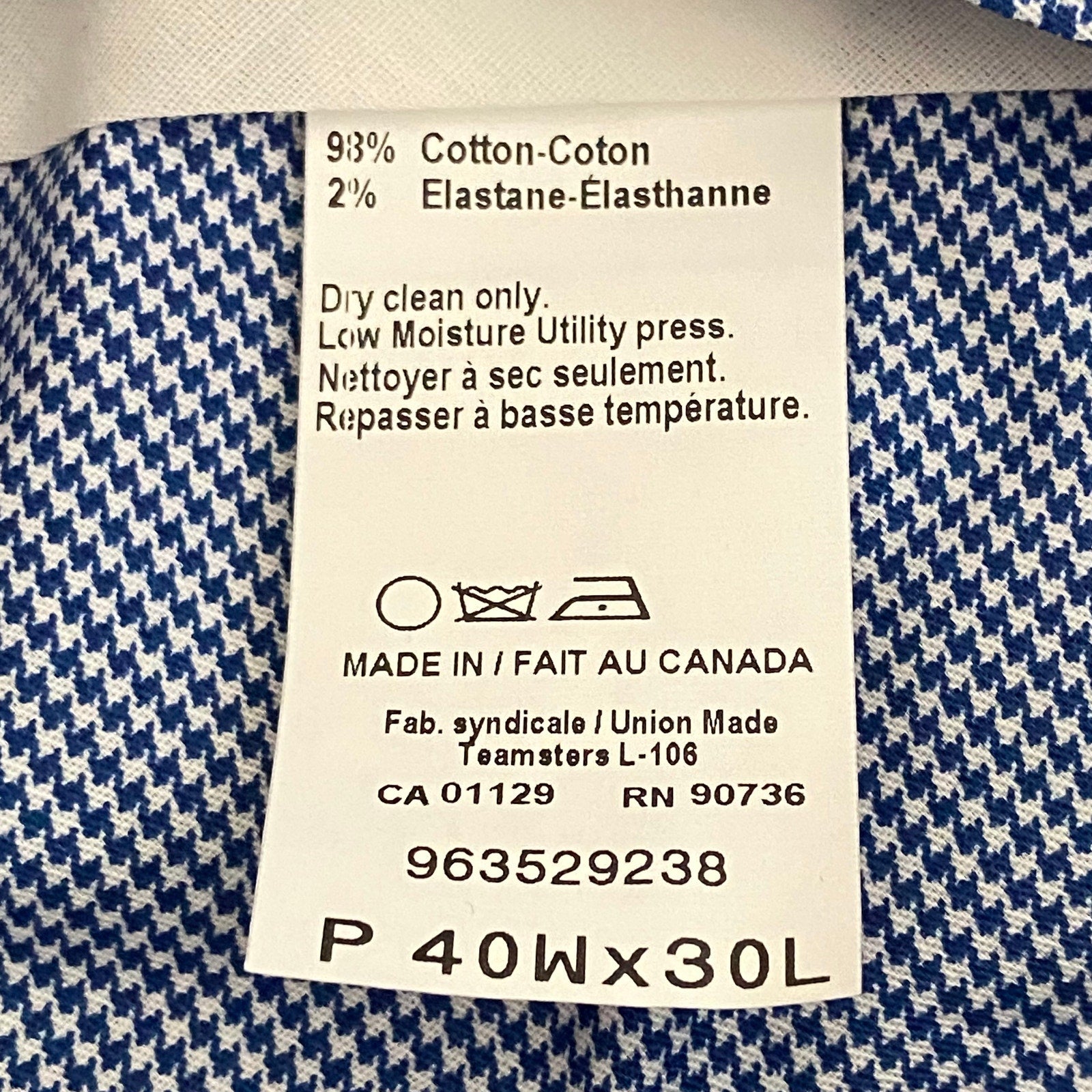 Hart Schaffner Marx Pant Men's 40x30 Dress Pant Platinum New York Fit Blue