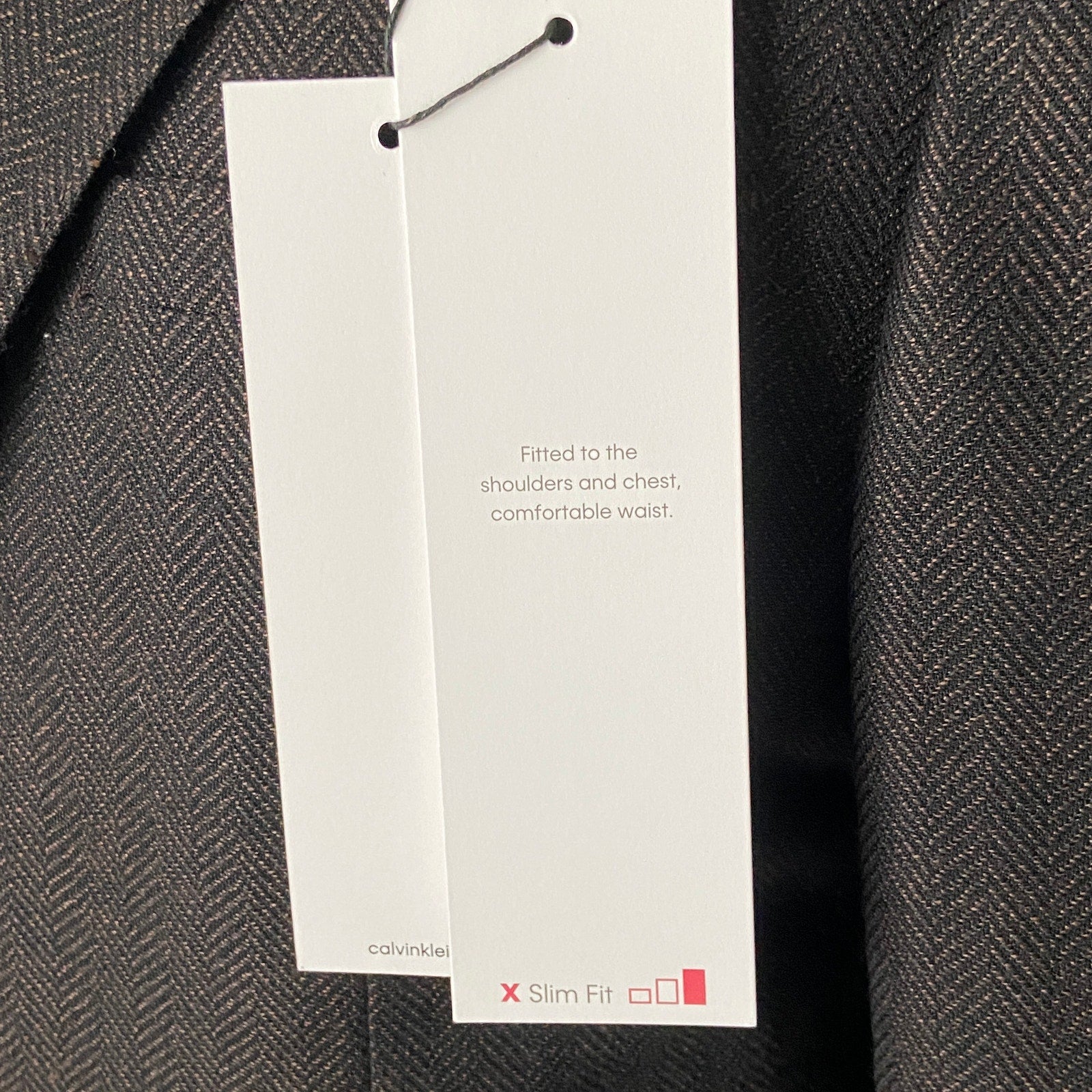 Calvin Klein Men's 42 Long Sport Coat Slim Fit Brown Herringbone Wool