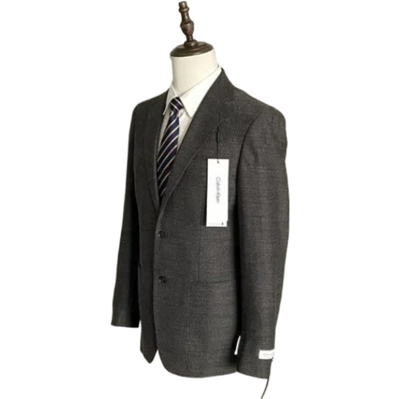 Calvin Klein Sport Coat Slim-Fit Wool Black/White Herringbone Men's 40 Long