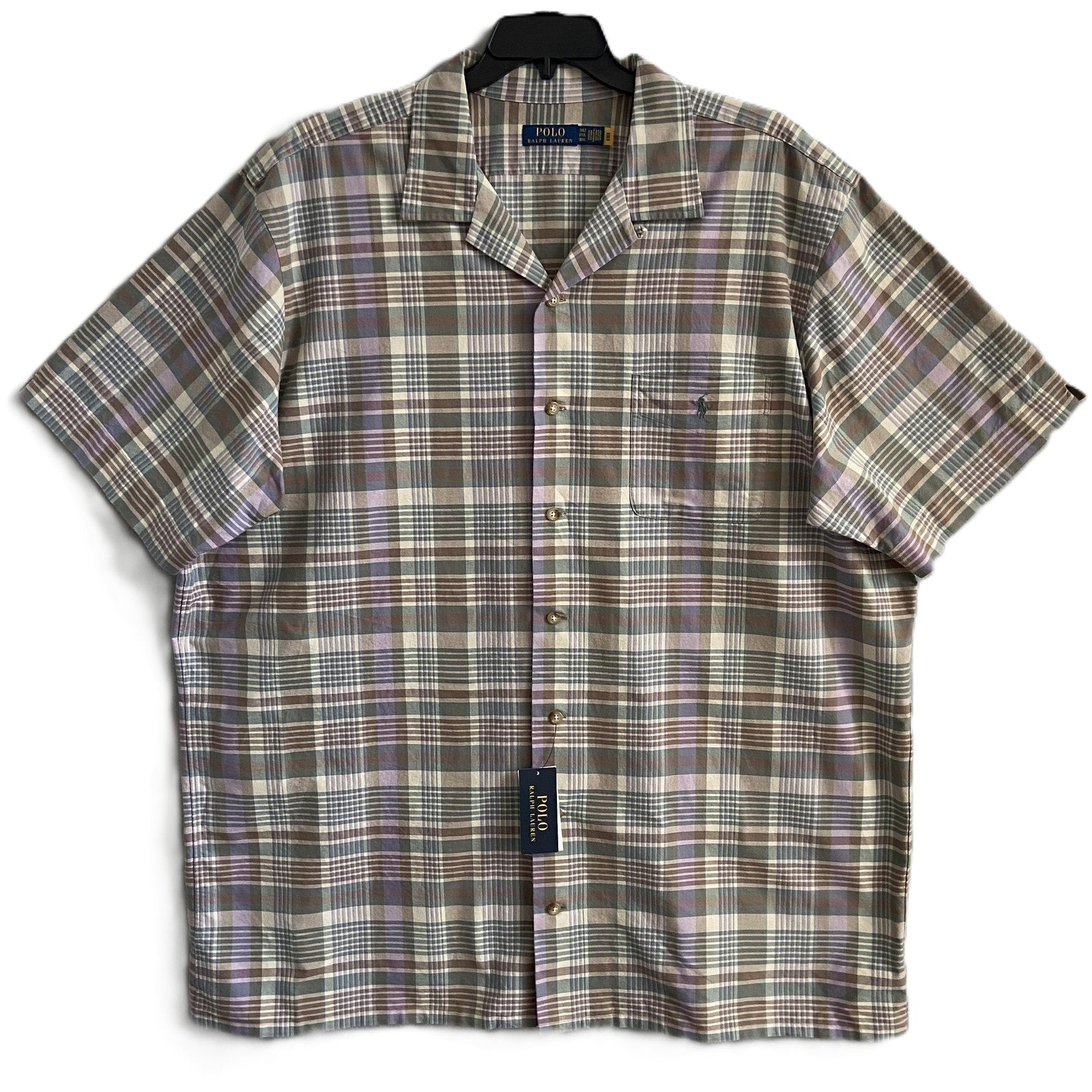 Polo Ralph Lauren Shirt Men's 3XLT Big & Tall Plaid Oxford Camp Shirt