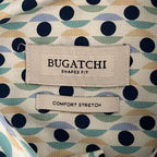 Bugatchi Shirt Men's Small Short Sleeve Shaped Fit Button-Up Cool Mint Geo