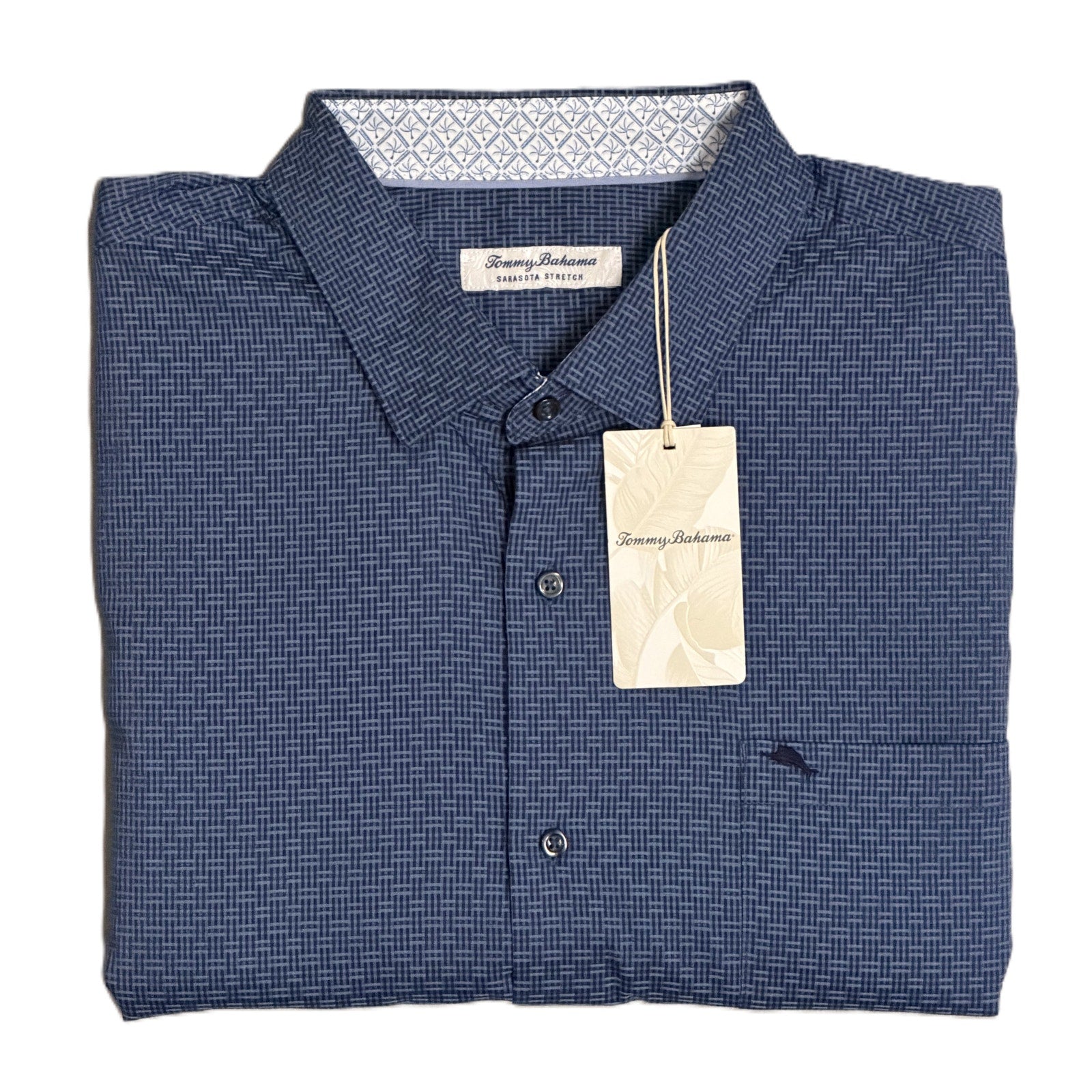 Tommy Bahama Dress Shirt Men's 2XLT Big & Tall Sarasota Stretch Island Navy