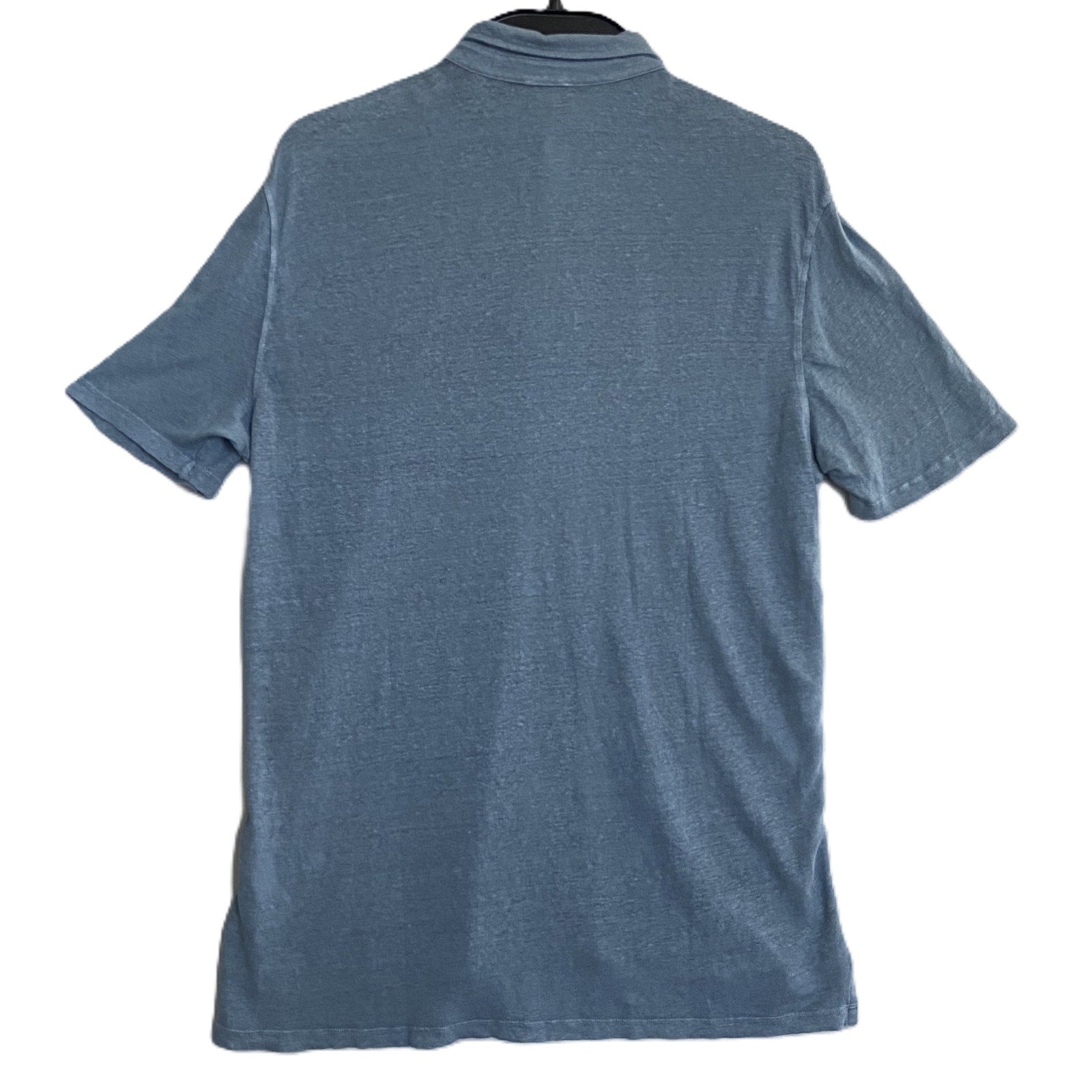 Faherty Polo Shirt Men's Large Reserve Short Sleeve Linen Deep Marine Blue