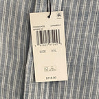 Michael Kors Shirt Men's XXL Classic Fit Linen Short Sleeve Blue Pinstripe
