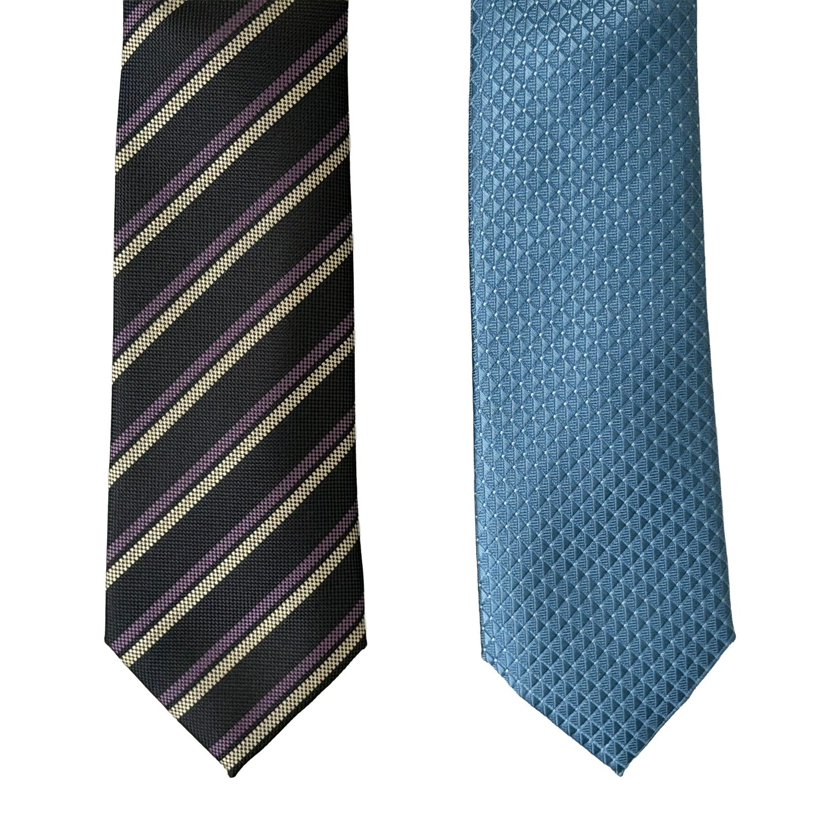 Alfani Tie Lot of 2 Classic Width Length Blue Fendley Mini Plum Earl Stripe