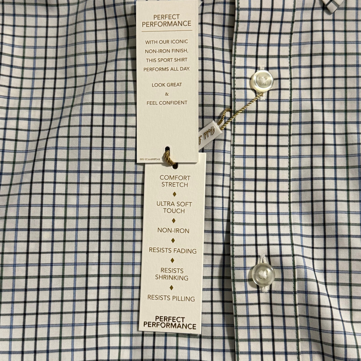 Roundtree & Yorke Performance Dress Shirt Men's 4XB LS Big & Tall White Check