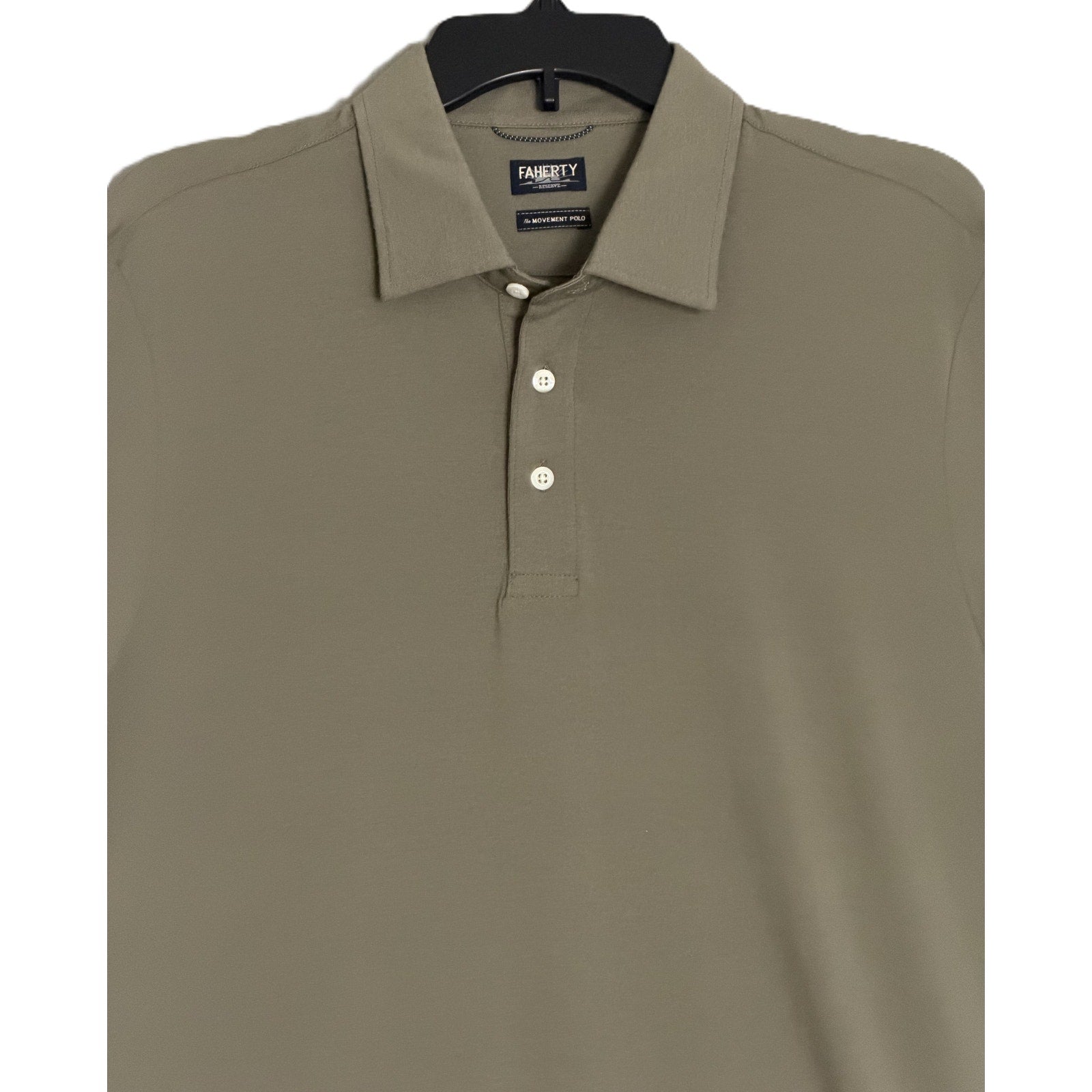 Faherty Reserve Polo Shirt Men's Large Movement Polo Pima Cotton Olive Pine