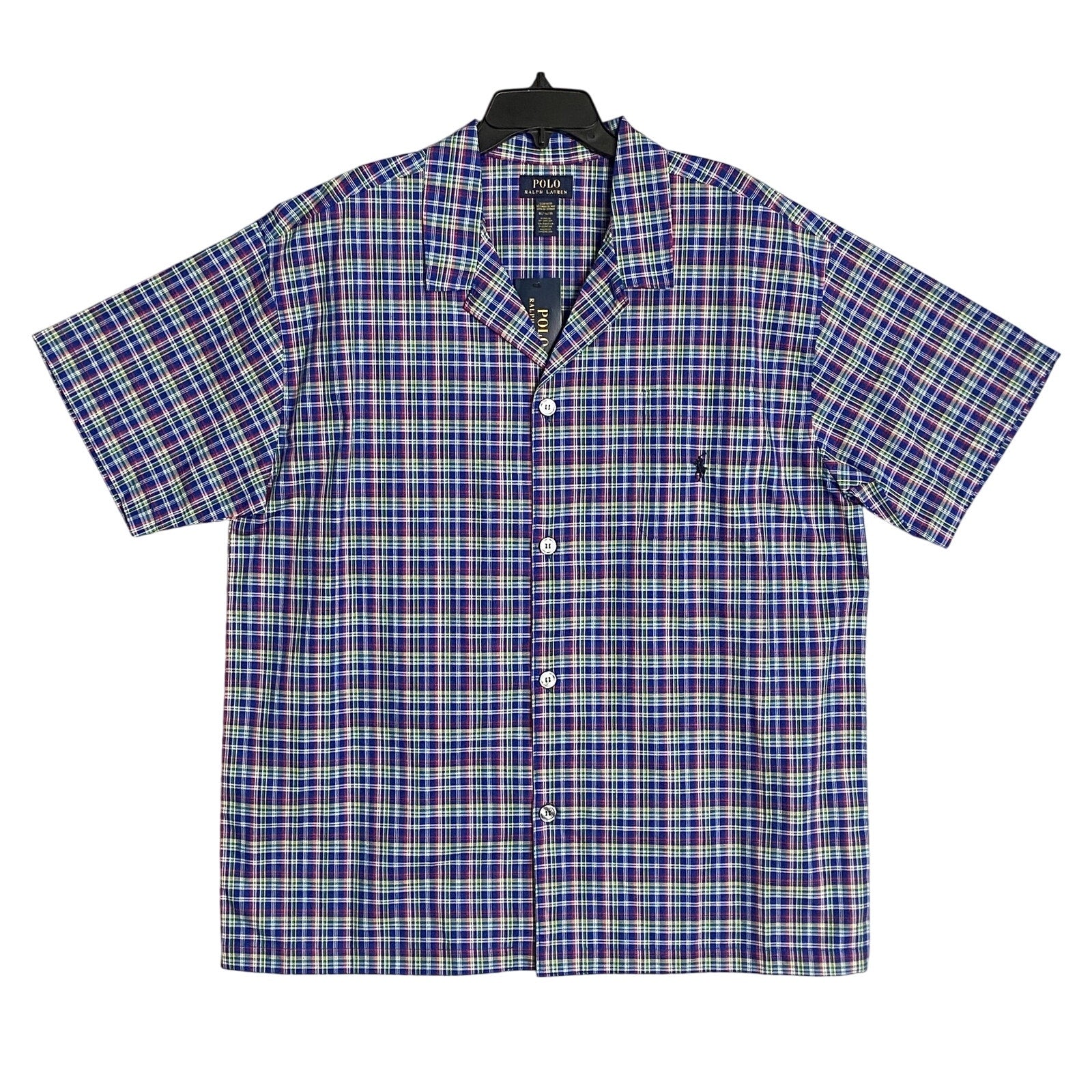 Ralph Lauren Sleepwear Shirt Men's Large Short Sleeve Pocket Cotton