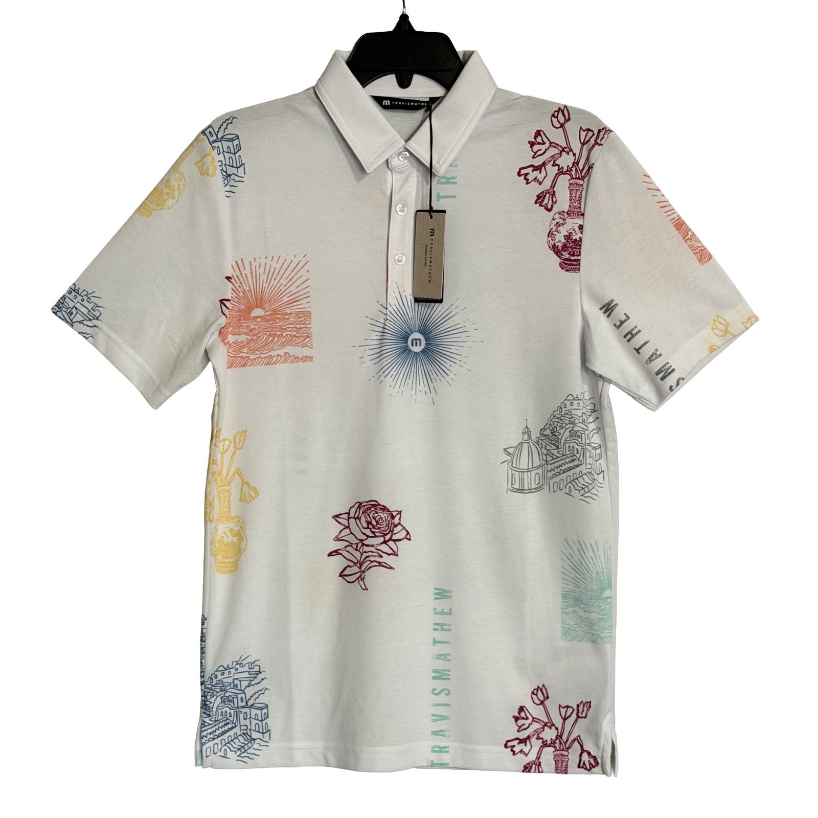 Travis Mathew Shirt Men's Small "Passport Polo" Lightweight Stretch White