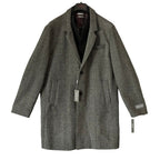 Michael Kors Overcoat Men's 46R Pike Slim Fit Coat Wool Black White Herringbone