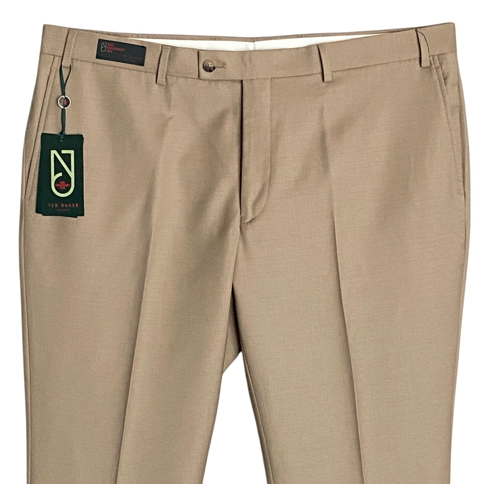 Ted Baker London Joey Pant Men's 38R Wool Dress Pant Solid Tan Raw Hem