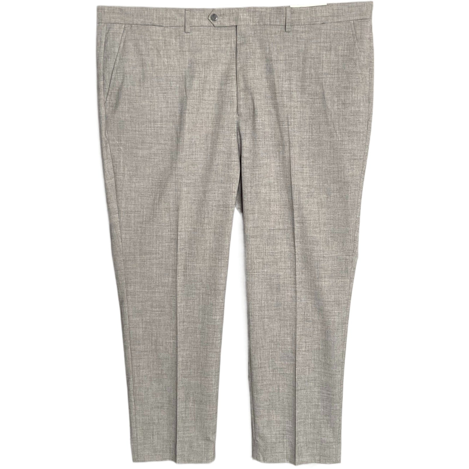 Nautica Ceylon Dress Pant Men's 46x30 Flat Front Active Stretch Light Grey