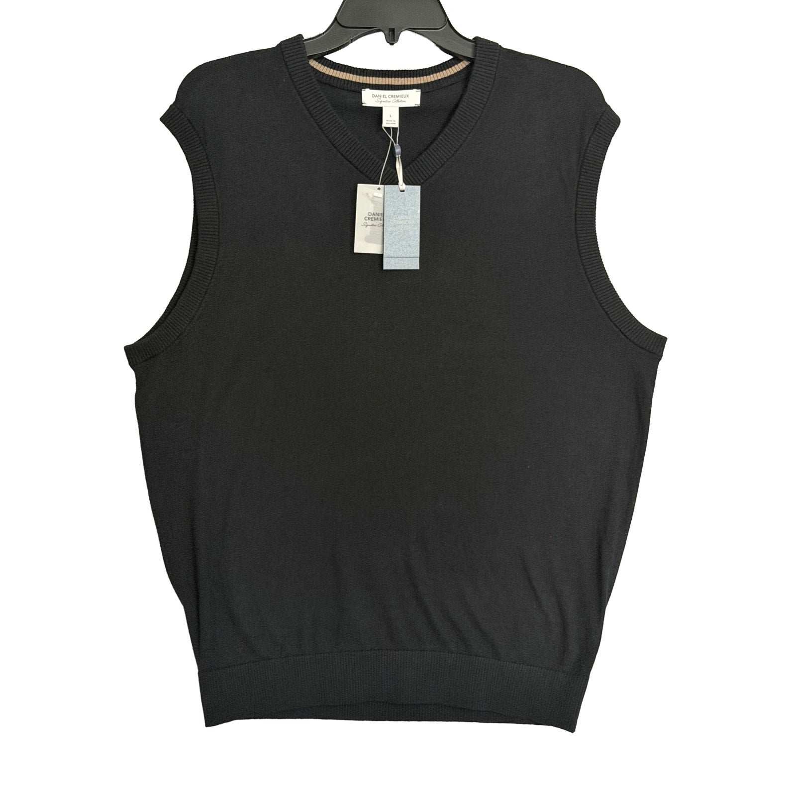 Daniel Cremieux Sweater Vest Men's Large Supima Cotton Cashmere Black