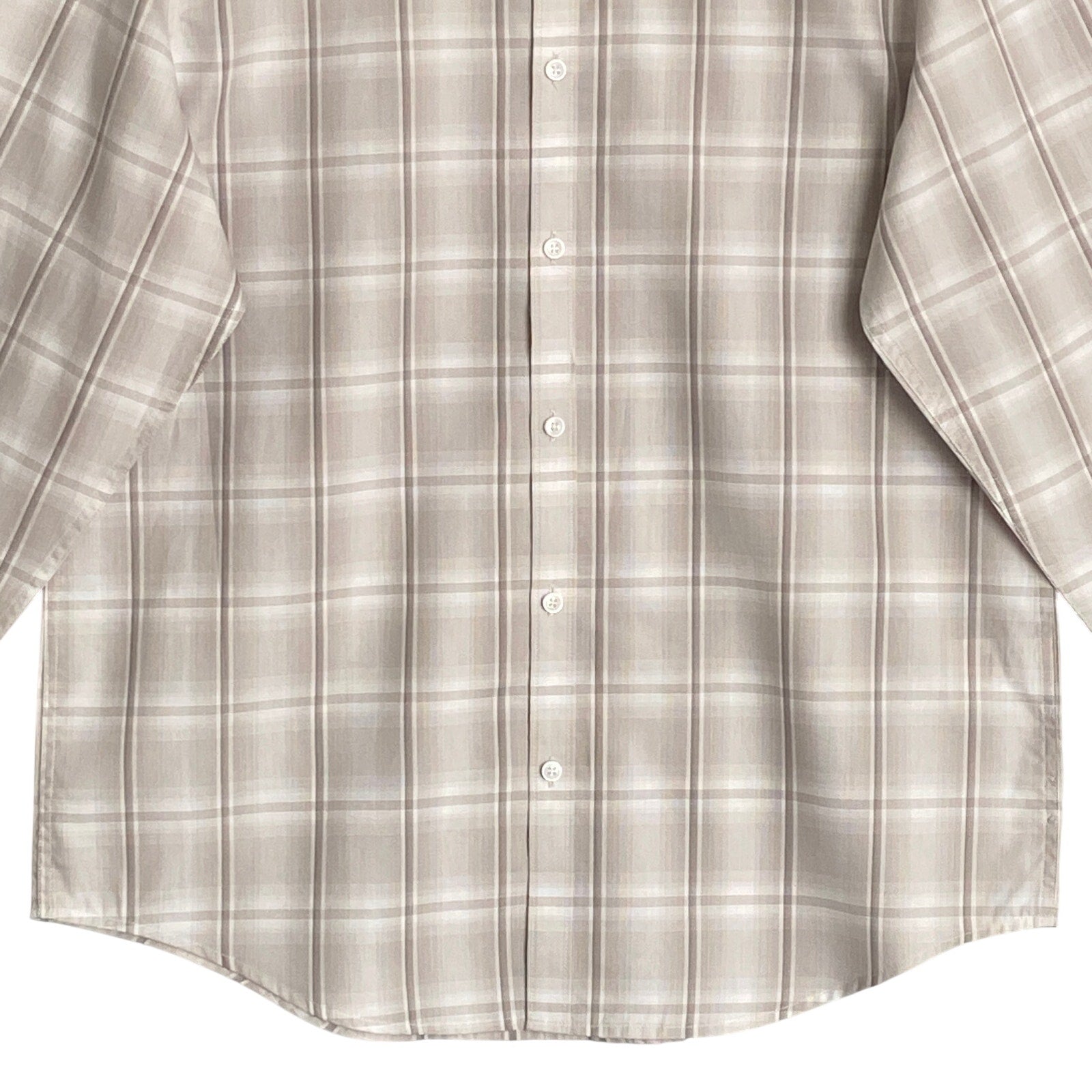 Alfani Dress Shirt Men's XXL Button-Up Shirt Light Brown Window Pane Cotton