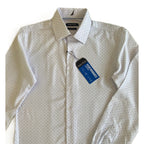 Nautica Dress Shirt Men's 14-14.5 32/33 Performance Slim Fit White Blue Dot NEW