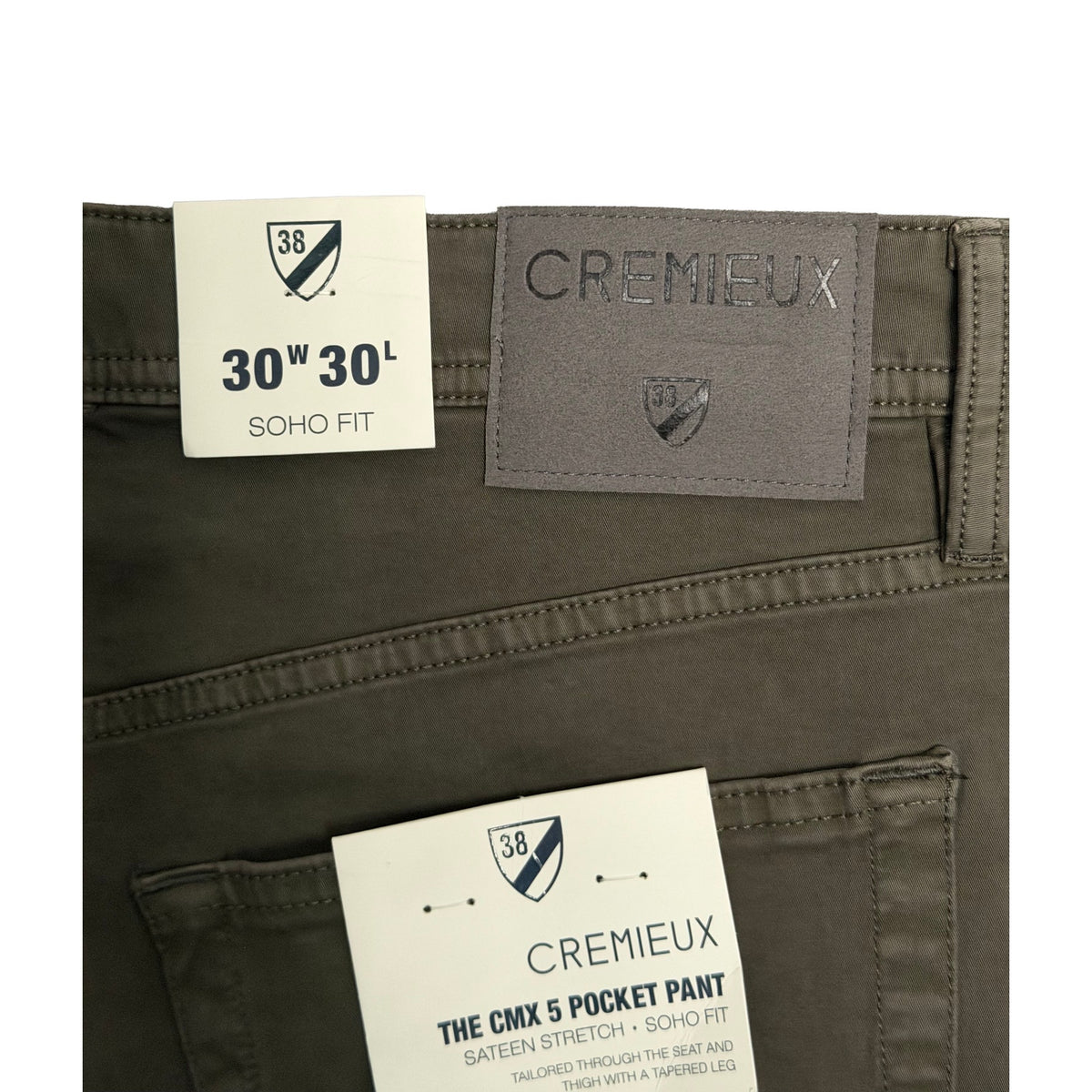 Daniel Cremieux Pant Men's 30"x30" CMX 5-Pocket Pant Sateen Stretch Dark Olive