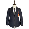 Tallia Suit Jacket Men's 38 Short Wool Blend Stretch Navy Brown Stripe