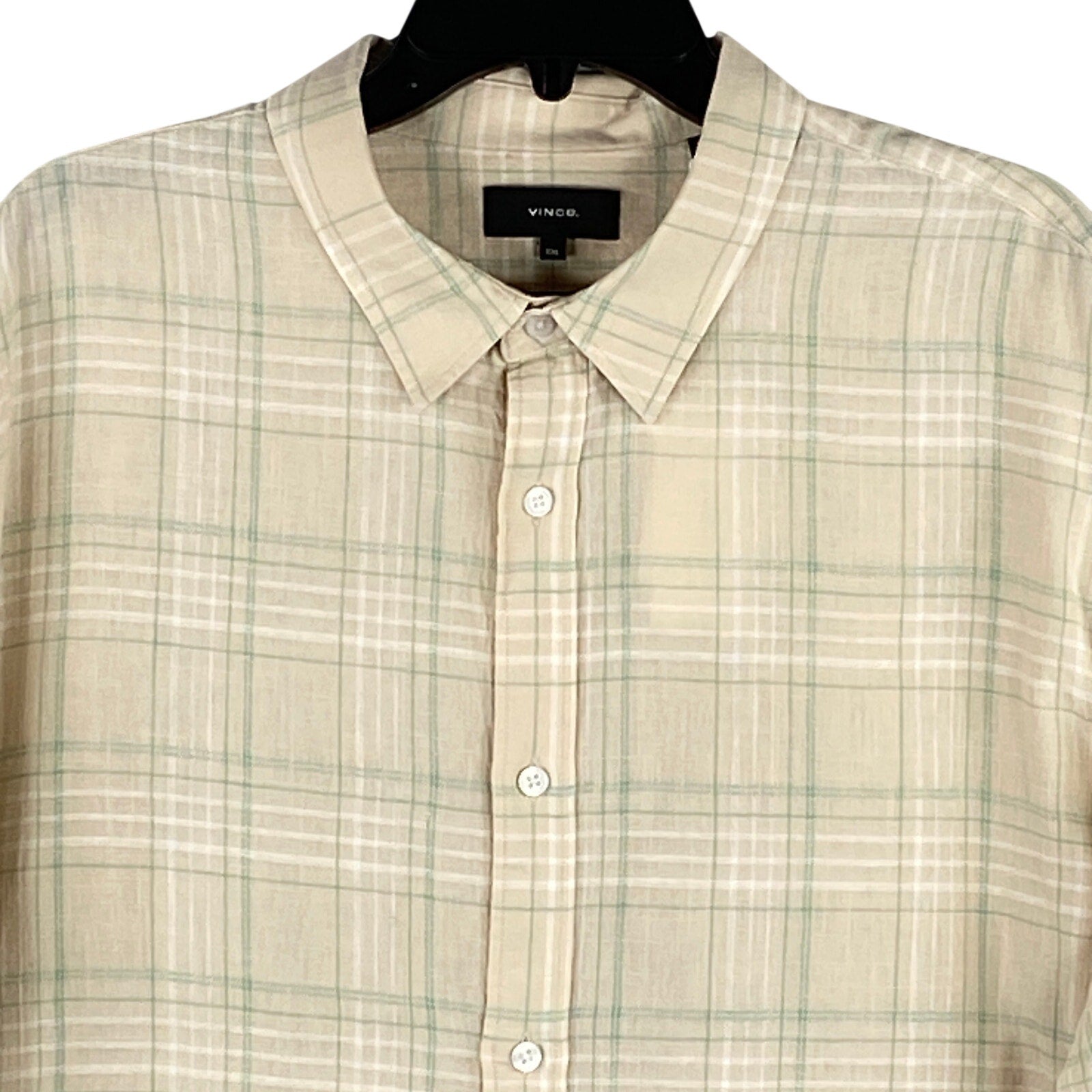Vince Shirt Men's 2XL Classic Fit Linen Blend Long Sleeve Button-Up Shirt Beige