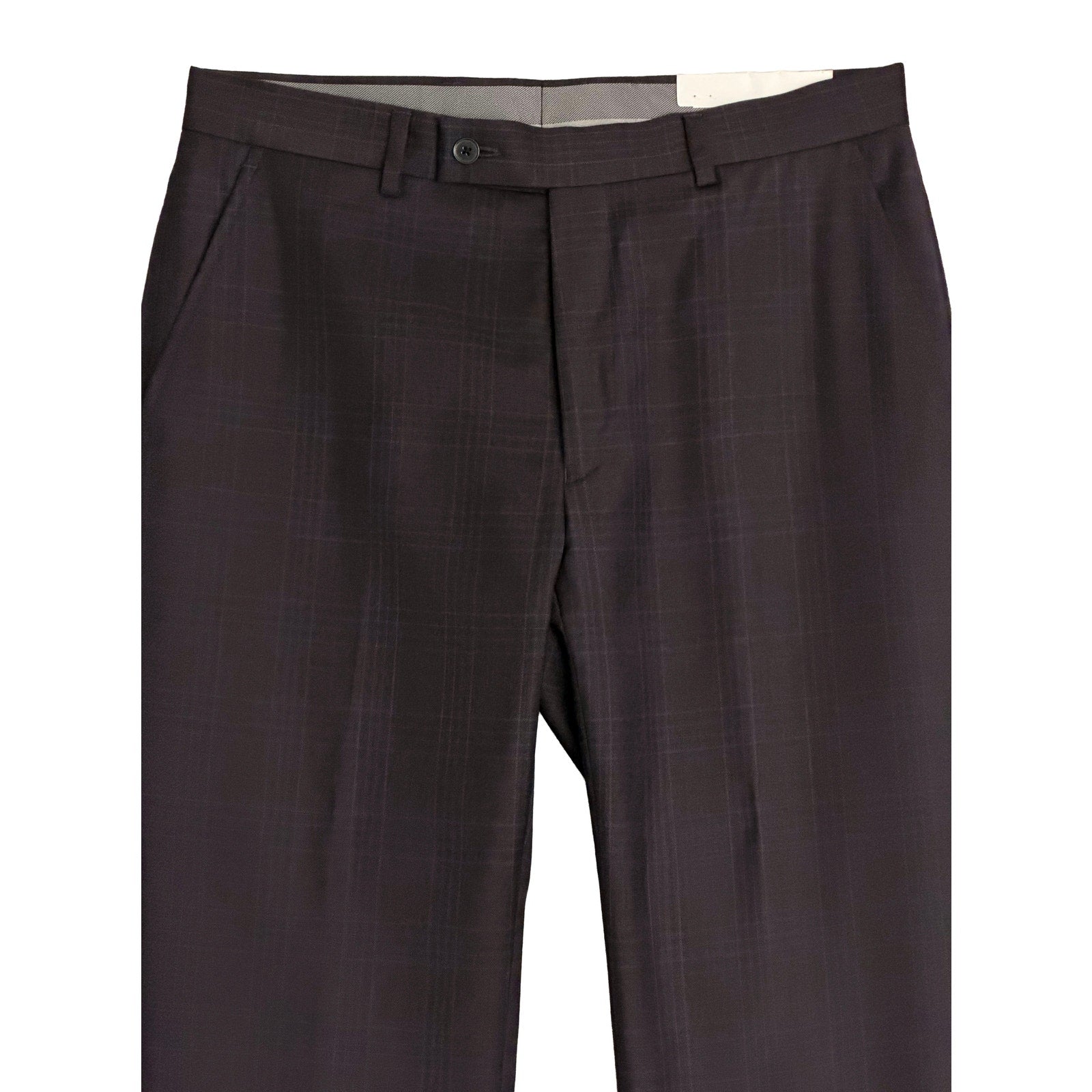 Calvin Klein Suit Pant Men's 32"x30" Slim Fit Stretch Navy Burgundy Check